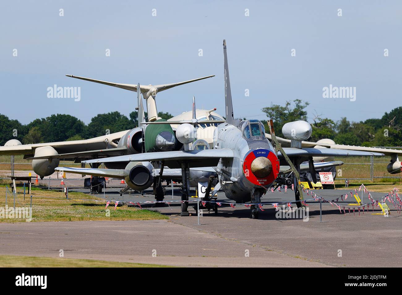 An F6 Electric Lightning pictured with other static aircraft at the Yorkshire Air Museum in Elvington,North Yorkshire,UK Stock Photo