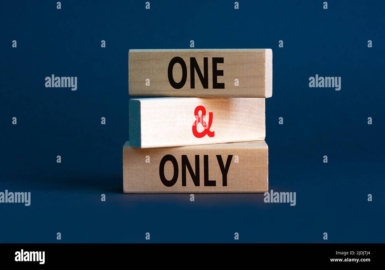 One and only symbol. Concept words One and only on wooden blocks on a ...