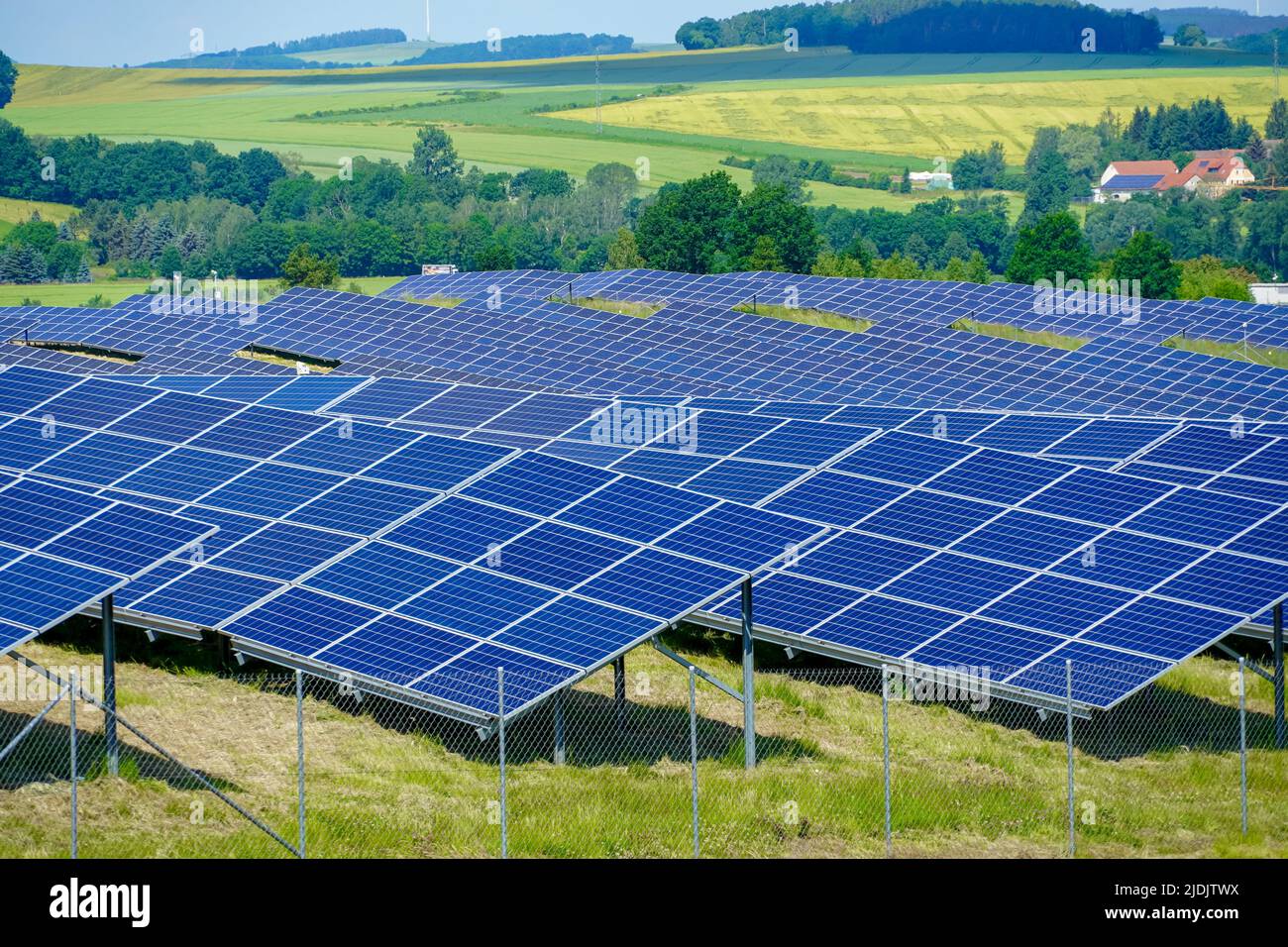 Cheap and eco energy from solar panels Stock Photo