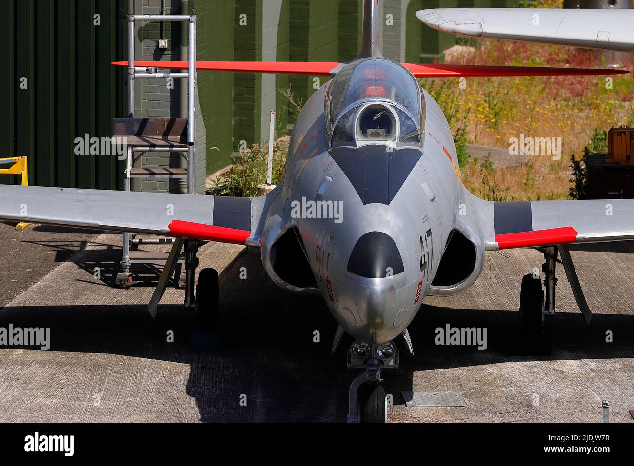 A preserved Canadair Force CT-133 Silver Star on display at Yorkshire Air Museum in Elvingotn,Nort hYorkshire,UK Stock Photo