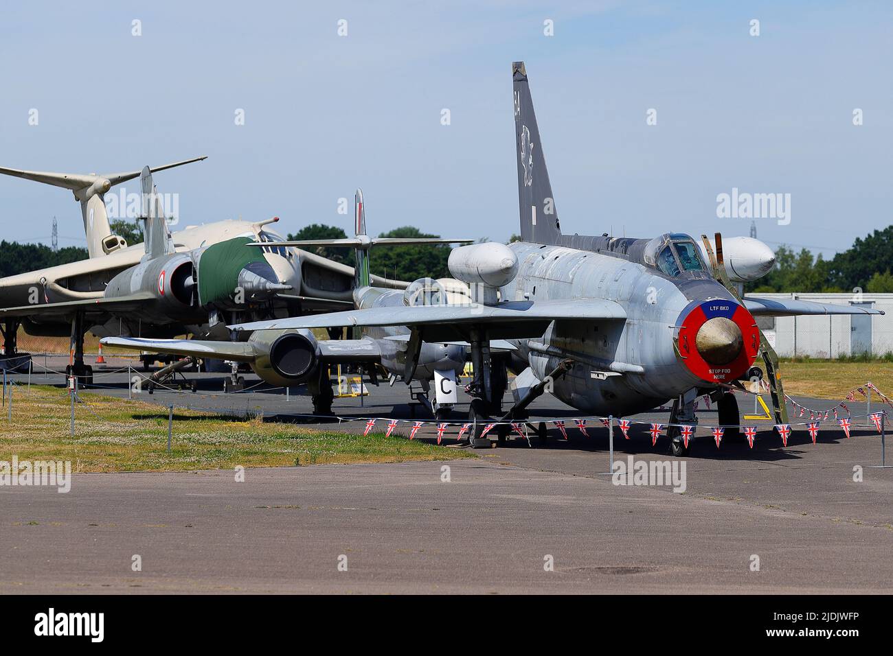 An F6 Electric Lightning pictured with other static aircraft at the Yorkshire Air Museum in Elvington,North Yorkshire,UK Stock Photo