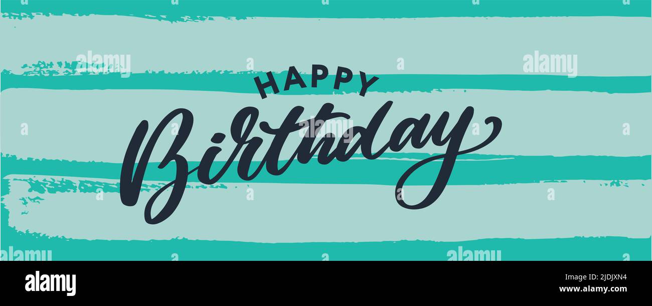 Happy Birthday lettering text banner, black color. Vector Stock Vector