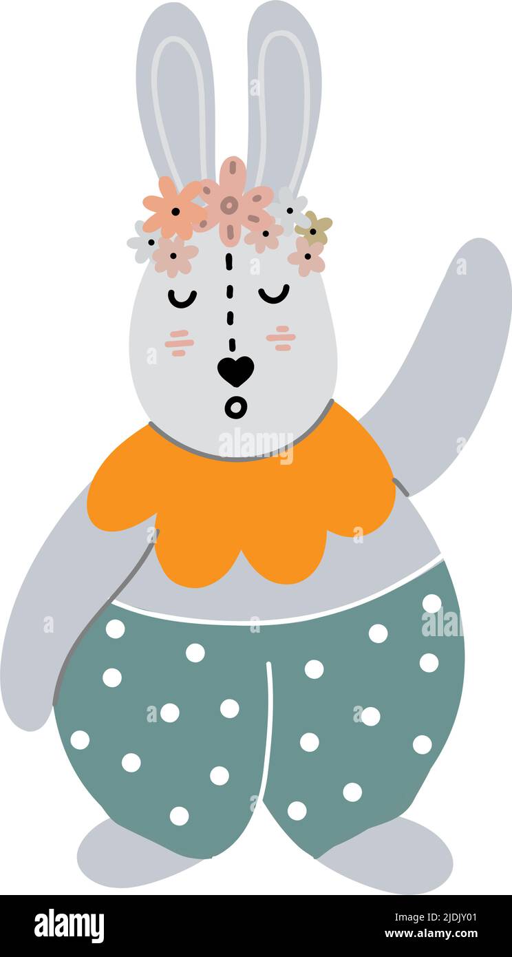 Cute gray rabbit girl on a white background. vector illustration Stock ...