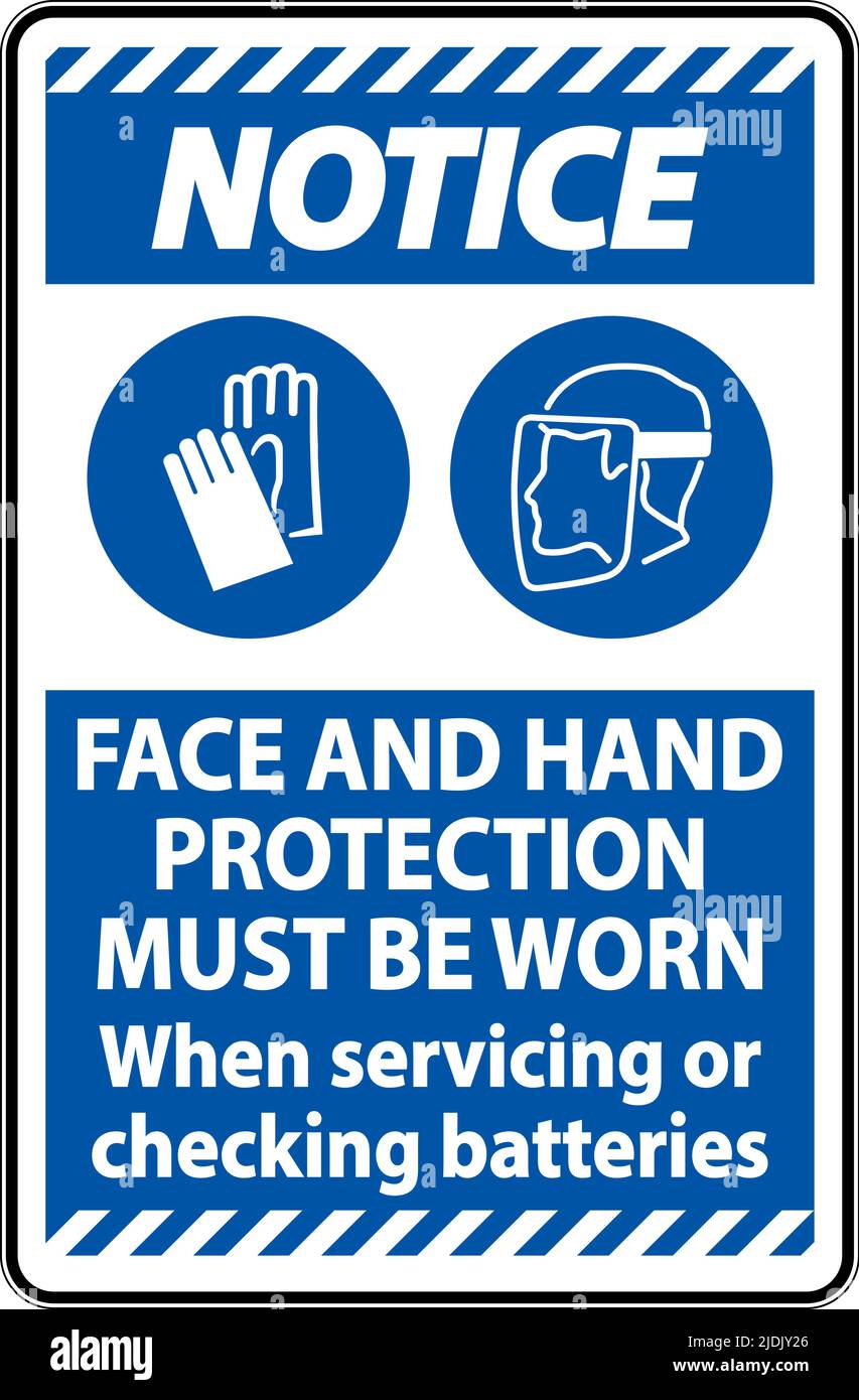 Notice When Servicing Batteries Sign On White Background Stock Vector