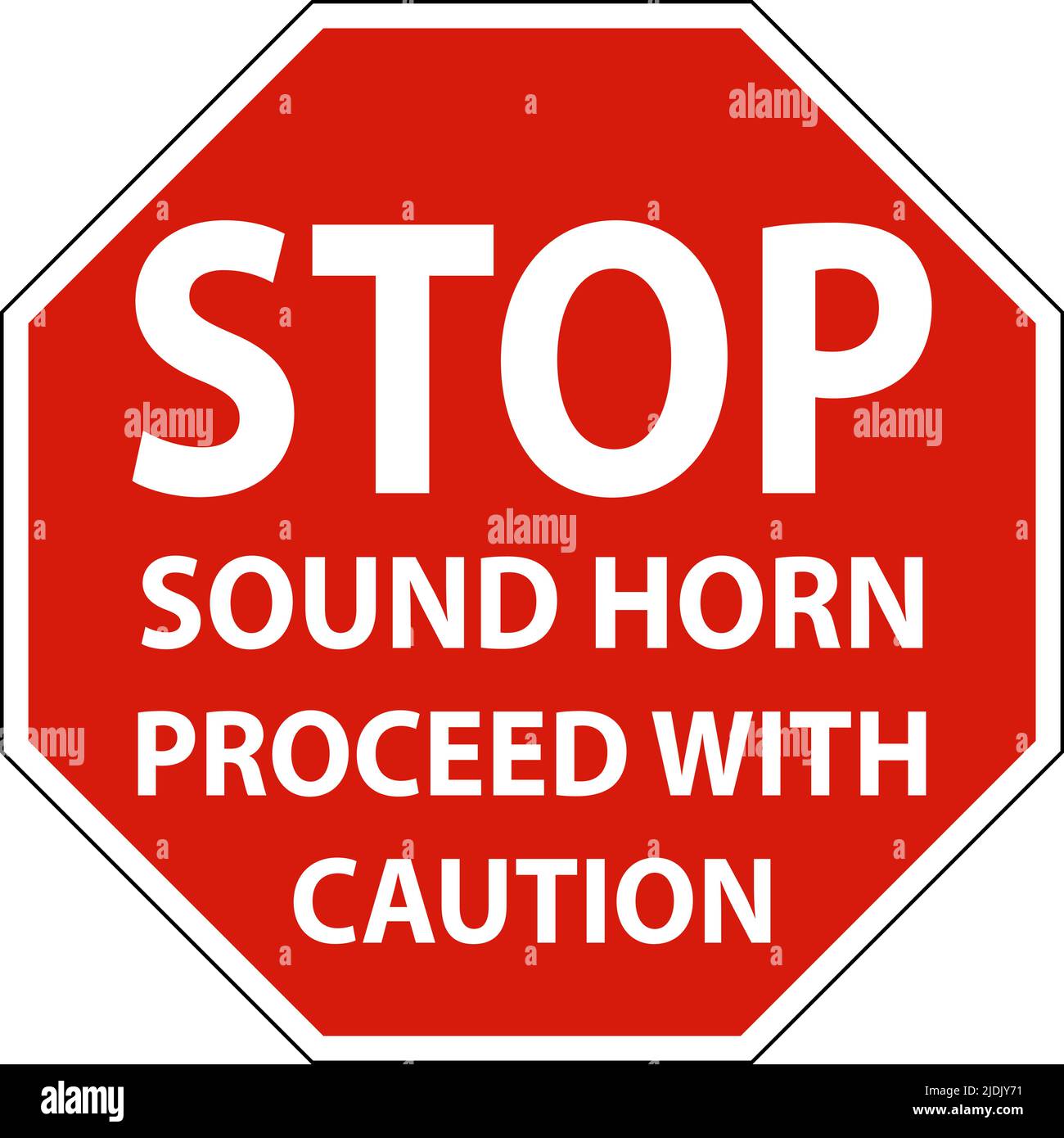Sound Horn Proceed with Caution Sign On White Background Stock Vector ...