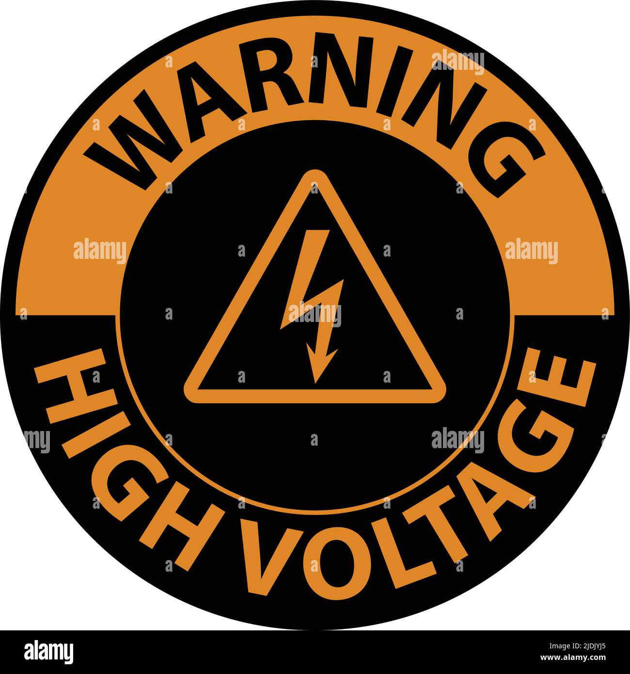 Warning High Voltage Floor Sign On White Background Stock Vector