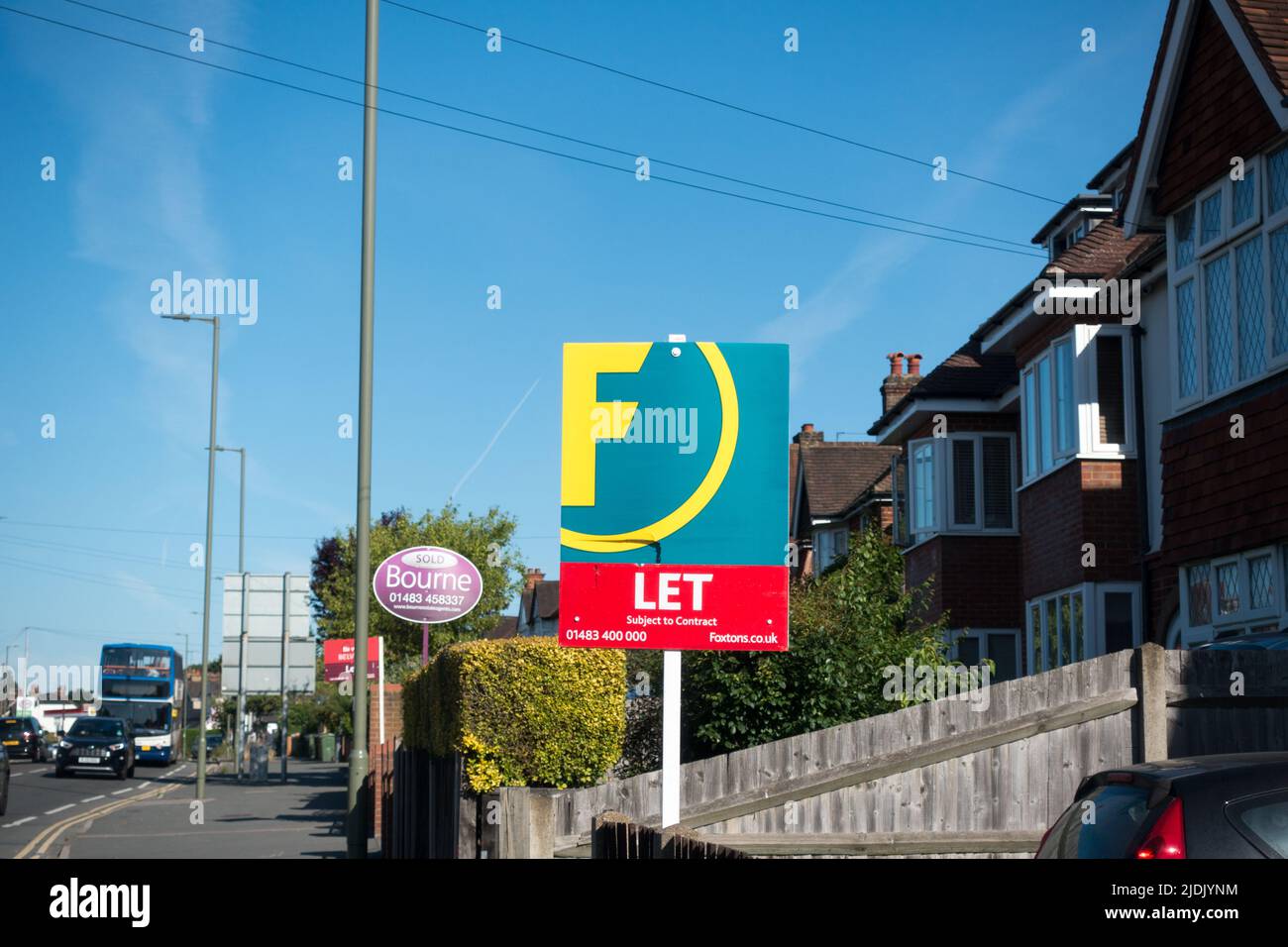 Tolet board outside a property in Guildford by Foxtons estate agents