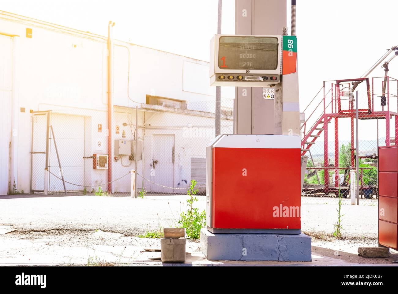 pump of an abandoned gas station. vacation concept. gas price Stock Photo