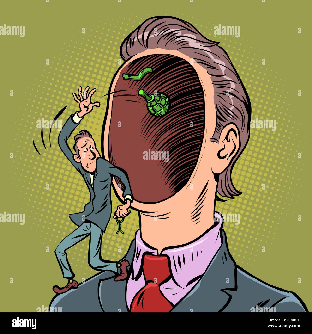 brain explosion. mind thoughts psychology, secrets of male consciousness Stock Vector