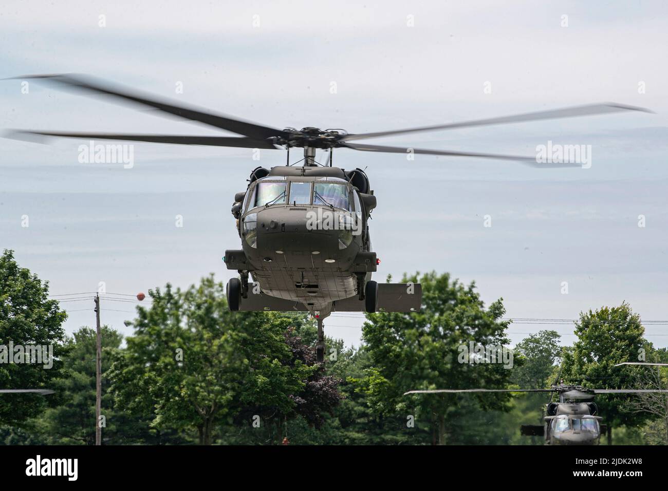 U.S. Army Staff Sgt. Anthony Marotta, right, and Sgt. Jeff Angle, UH-60L  Black Hawk helicopter crew chiefs with the New Jersey National Guard's  1-150th Assault Helicopter Battalion, conduct gear checks before hoist