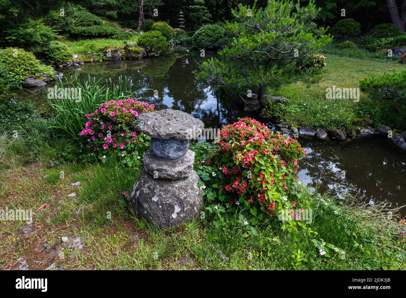 Kagetsutei Garden Museum - the Japanese garden that opened in 2018 after renovation of the sake brewery Nabe Sanhonten formerly owned by the Hoshino f Stock Photo