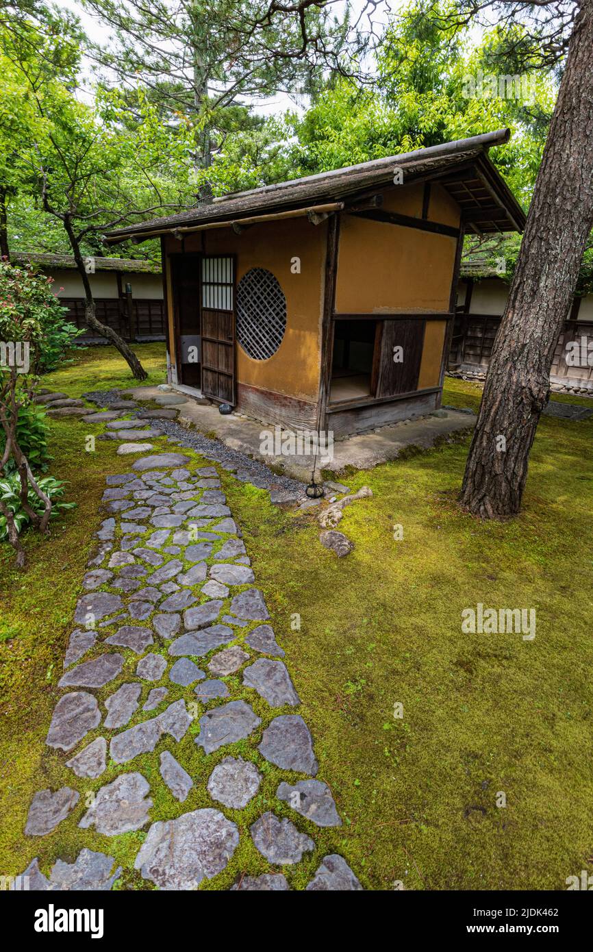 Rinkaku is the teahouse within the main enclosure of Aizuwakamatsu Castle - also known as Tsuruga Castle. It is a Japanese tea room that is said to ha Stock Photo