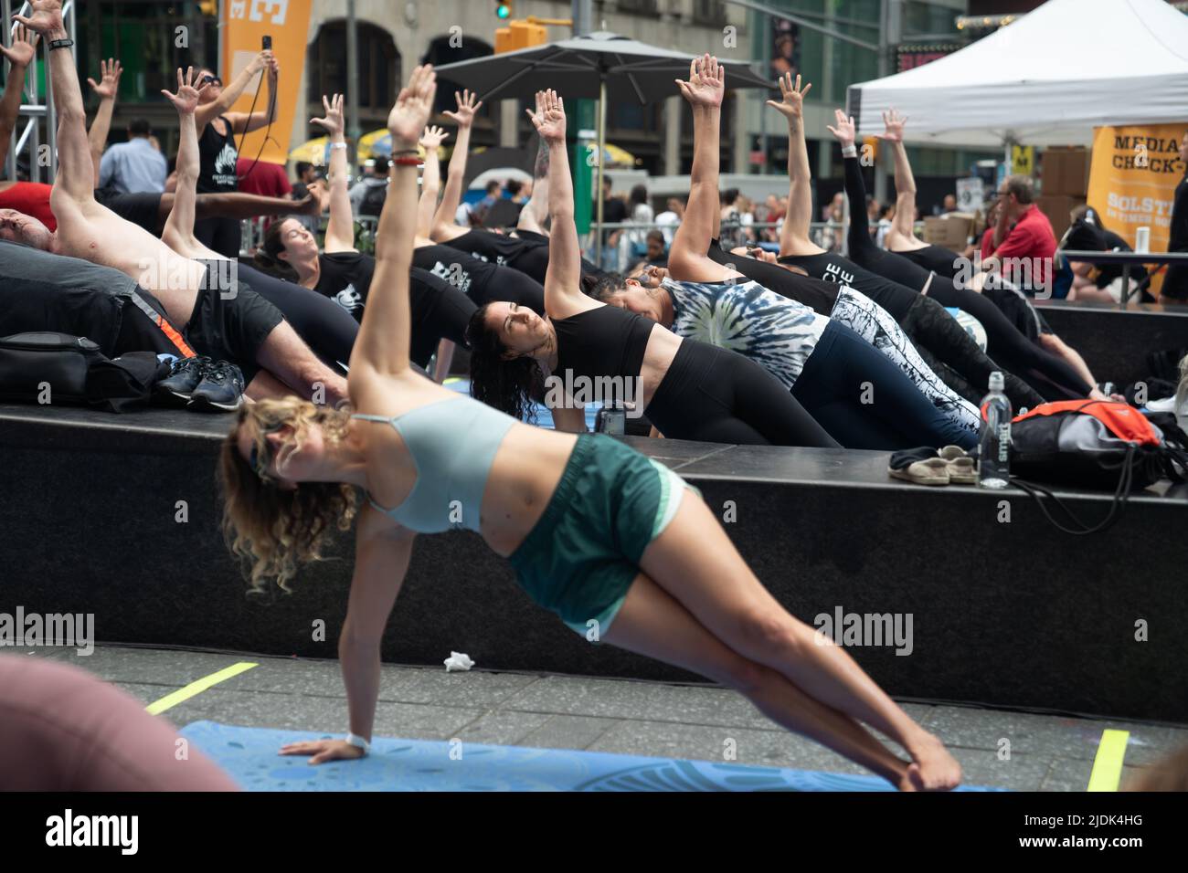 June 21 2022 New York USA Solstice Yoga Times Square Stock Photo Alamy