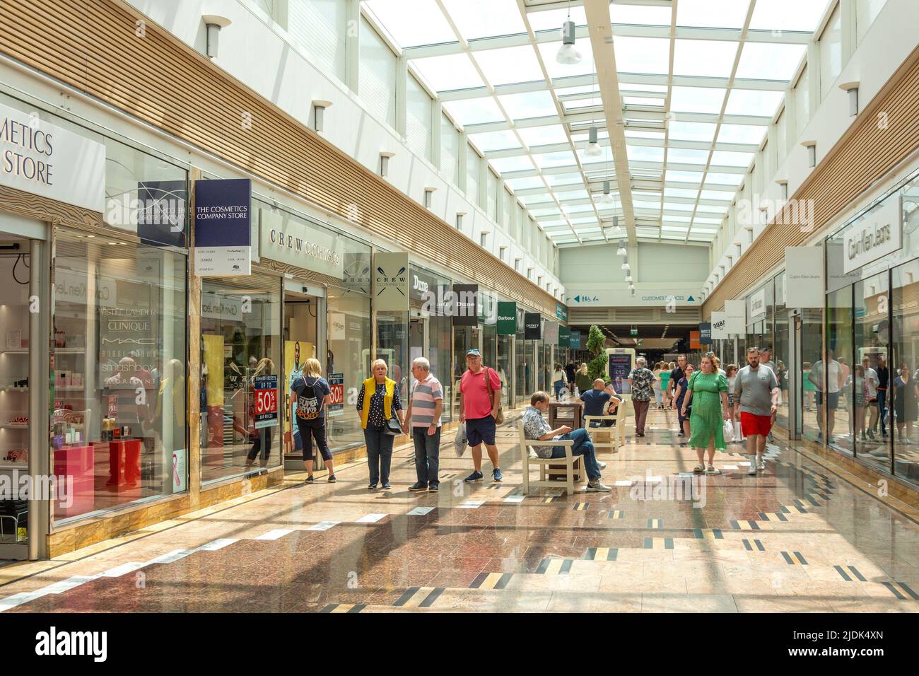 Interior of Gloucester Quays Outlet Shopping Centre, Gloucester Docks, Gloucester, Gloucestershire, England, United Kingdom Stock Photo