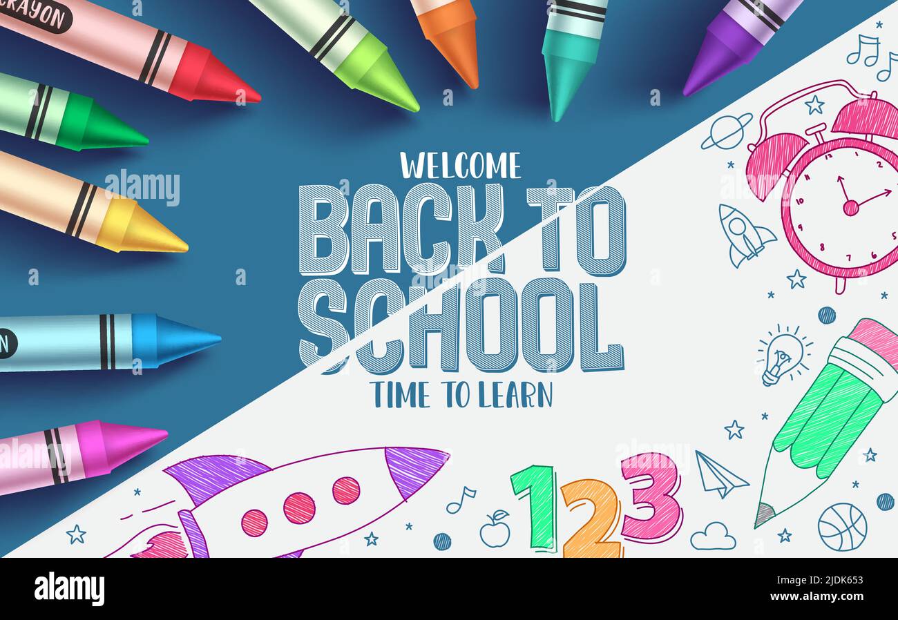 Back to school vector background. Welcome back to school text with ...