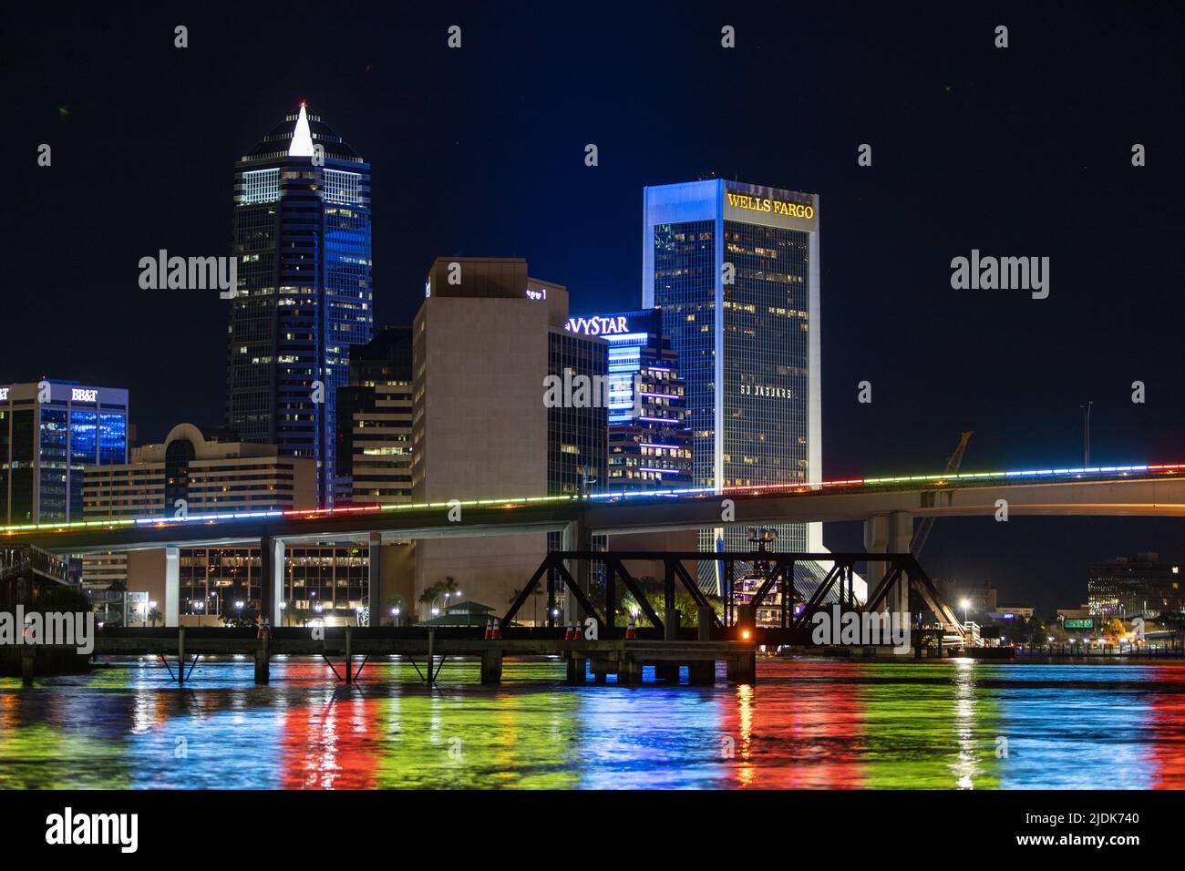 Downtown of Jacksonville at night Stock Photo Alamy