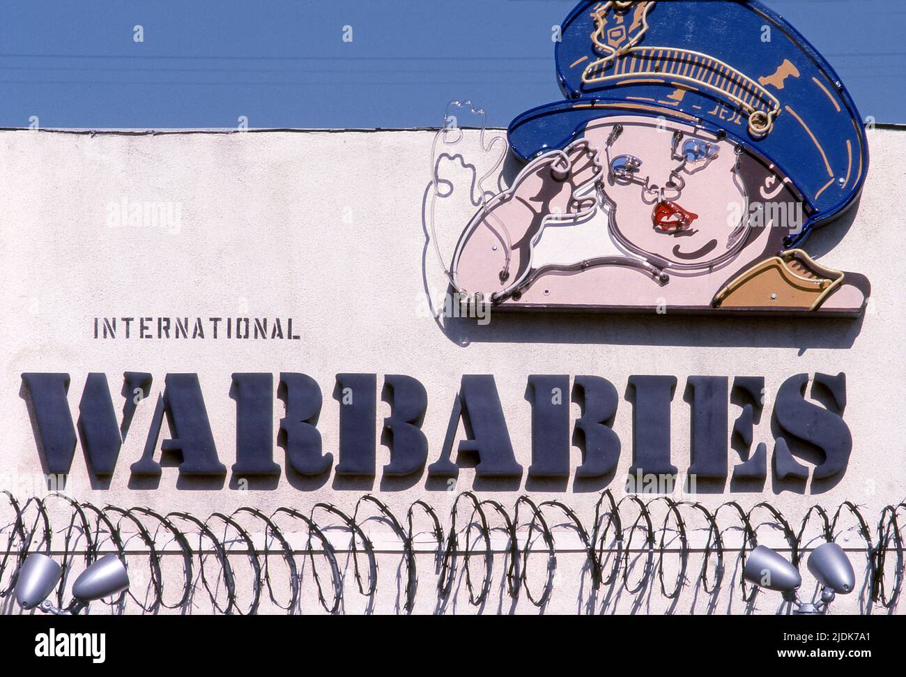 Warbabies sign on Melrose Ave, 1980s Stock Photo