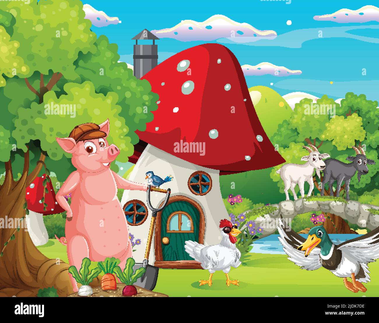 Farm animal at farm land illustration Stock Vector Image & Art - Alamy