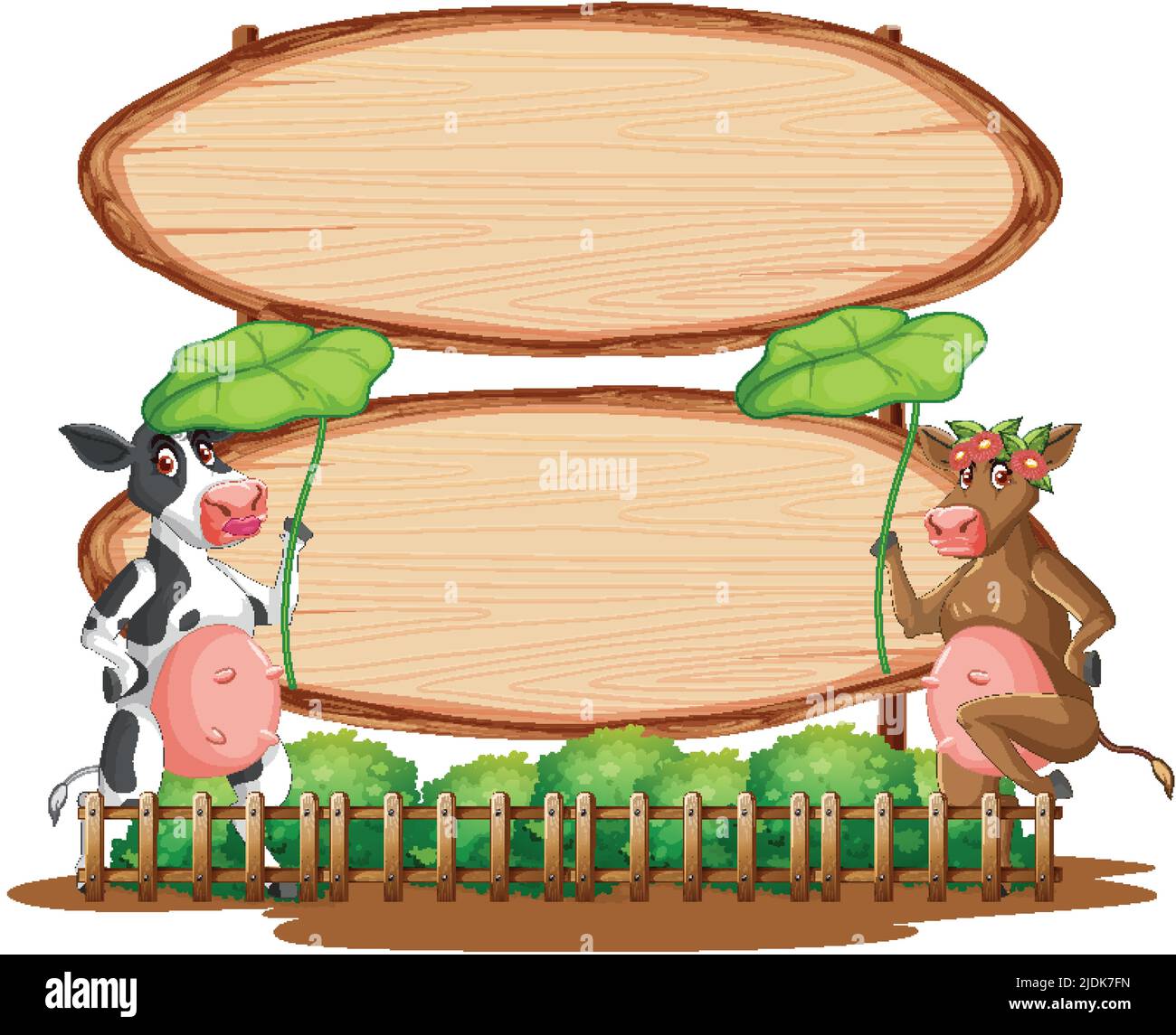Blank oval wooden signboard with animal illustration Stock Vector Image ...