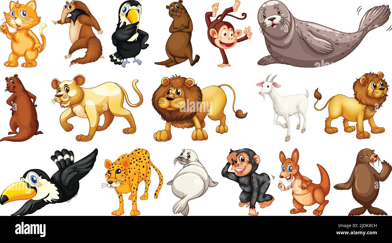 Wild animals on white background illustration Stock Vector Image & Art ...
