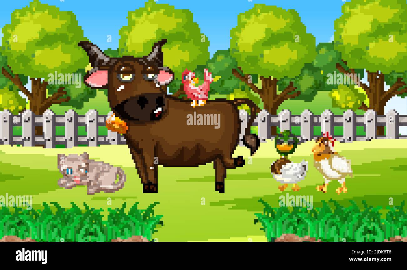 Animals in farm landscape illustration Stock Vector Image & Art - Alamy