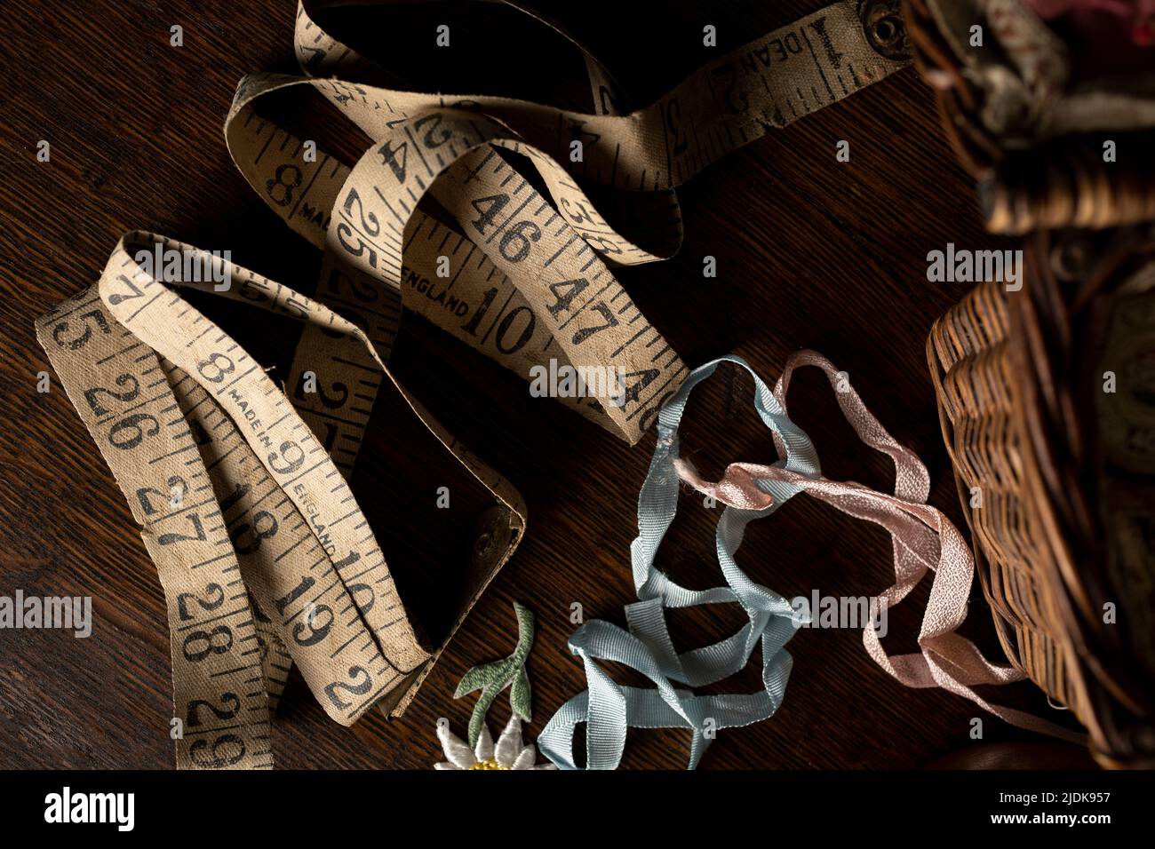 A selection of vintage sewing tools and equipment Stock Photo Alamy