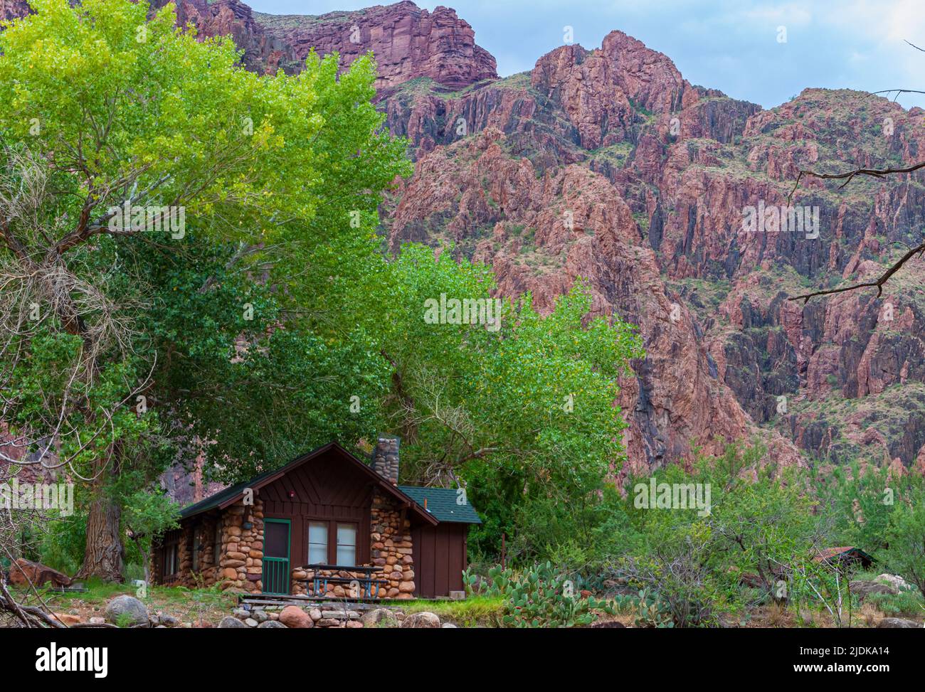 Cabin Above Bright Angel Creek Near Phantom Ranch. ,  Grand Canyon National Park, Arizona, USA Stock Photo