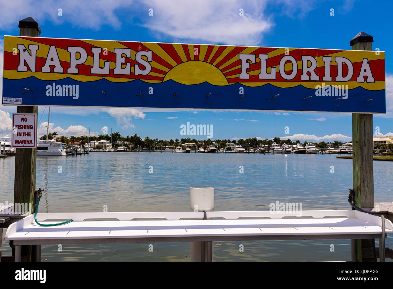 Fish Cleaning Table at The Naples City Dock, Naples Florida, USA Stock