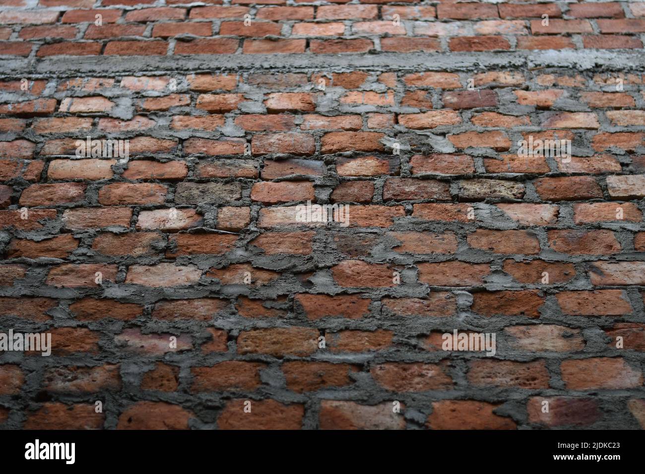 Wall was built by using bricks Stock Photo