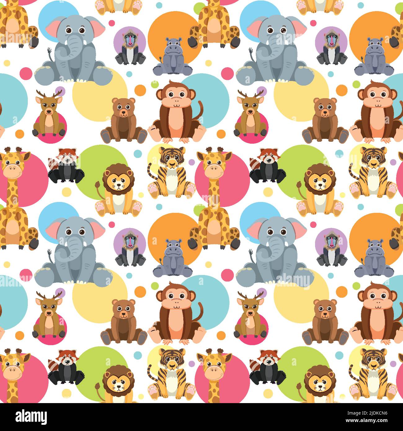 Cute animals seamless pattern illustration Stock Vector Image & Art - Alamy