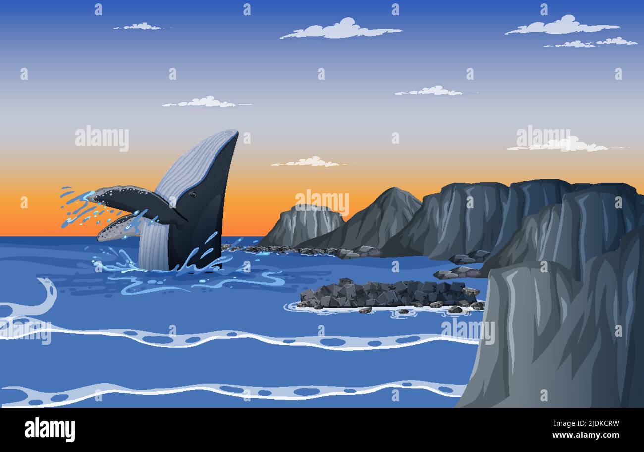 Humpback whale in the ocean illustration Stock Vector Image & Art - Alamy