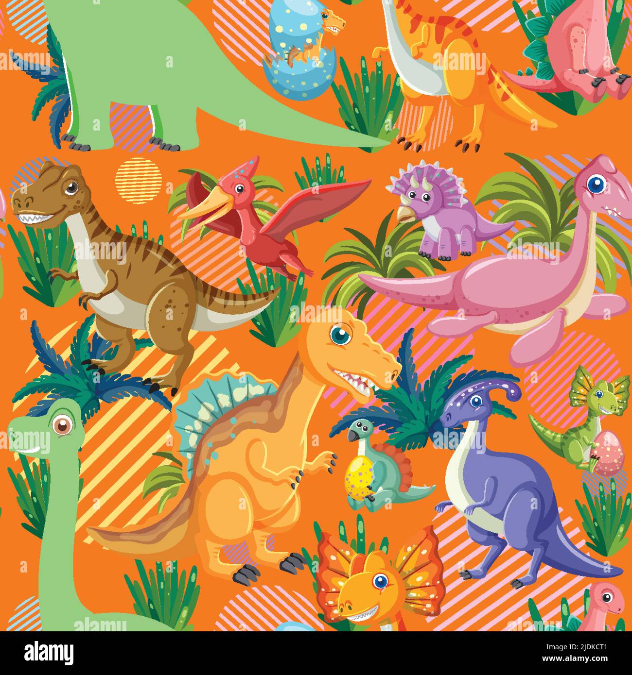 Cute dinosaur seamless pattern illustration Stock Vector Image & Art ...