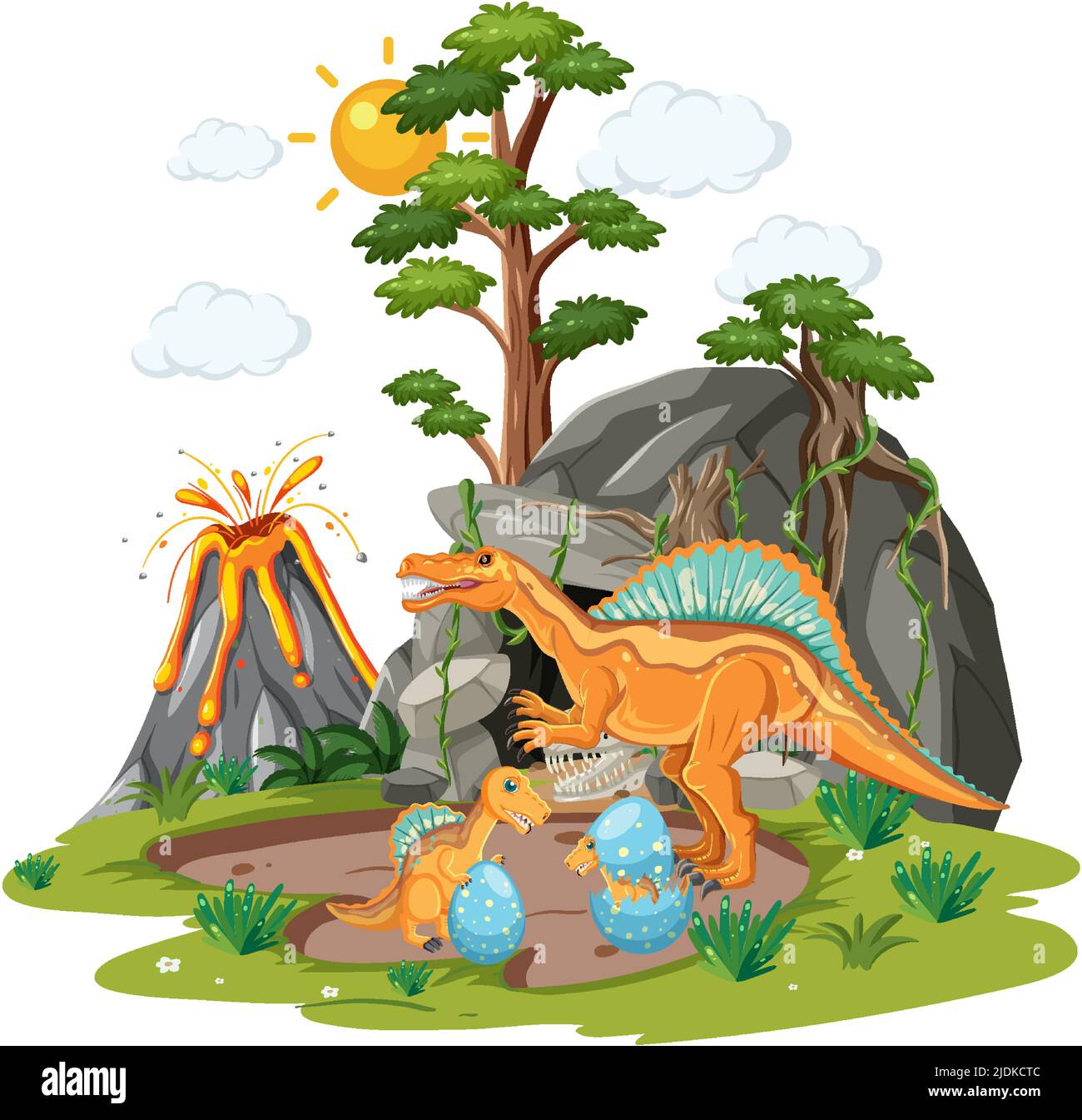 Dinosaur in the forest isolated illustration Stock Vector Image &amp; Art ...