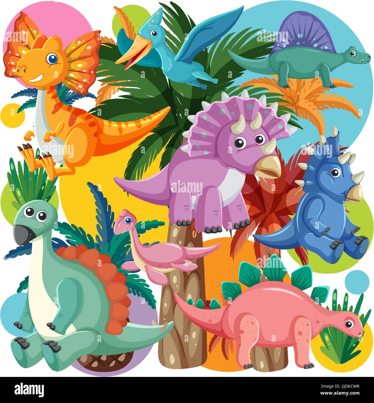 Cute dinosaur seamless pattern illustration Stock Vector Image & Art ...