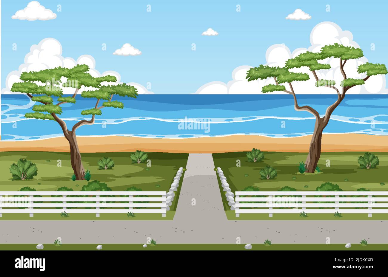 Pathway to the beach background illustration Stock Vector Image & Art ...