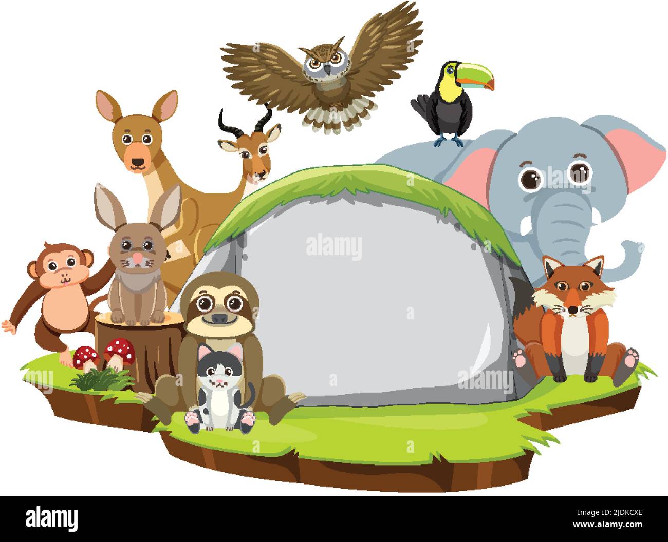 Wild animals with blank board template illustration Stock Vector Image ...