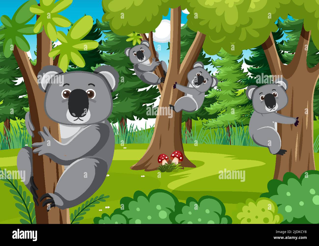 Koalas in the forest background illustration Stock Vector Image & Art ...