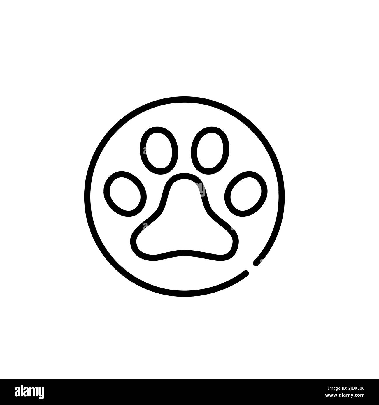Pet shop or animal healthcare symbol. Paw in a circle. Pixel perfect, editable stroke line icon Stock Vector