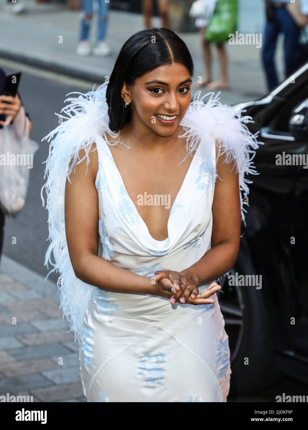 London, UK. 21st June, 2022. Charithra Chandran seen arriving at the