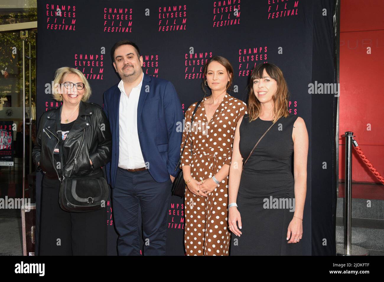 Paris, France, on June 21, 2022. Marie Sauvion, Renan Cros, Juliette Reitzer and Pascaline Potdevin (Members of the press jury) arriving to the Opening ceremony of the 11th edition of Champs Elysees Film Festival at Publicis cinema, in Paris, France, on June 21, 2022. Photo by Mireille Ampilhac/ABACAPRESS.COM Stock Photo