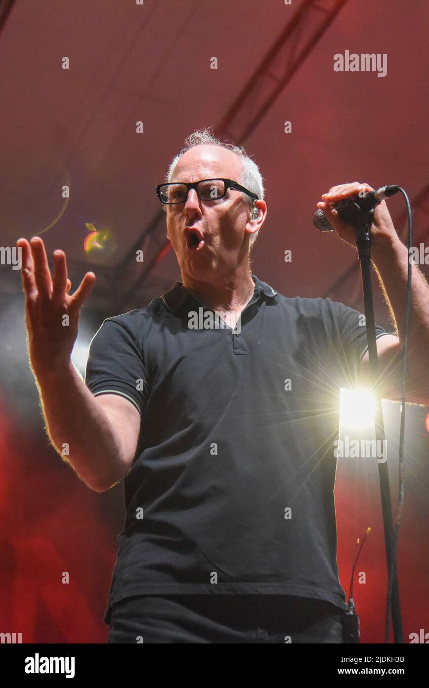Padova, Italy. 21st June, 2022. Bad Religion - Greg Graffin during Bad Religion - 40 2 Years Anniversary Tour, Music Concert in Padova, Italy, June 21 2022 Credit: Independent Photo Agency/Alamy Live News Stock Photo