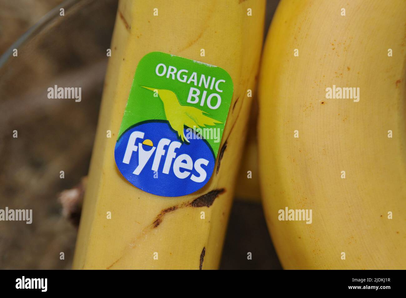 Kastrup/Copenhagen/Denmark/22 June 2022/Fyffes organic bio bananas