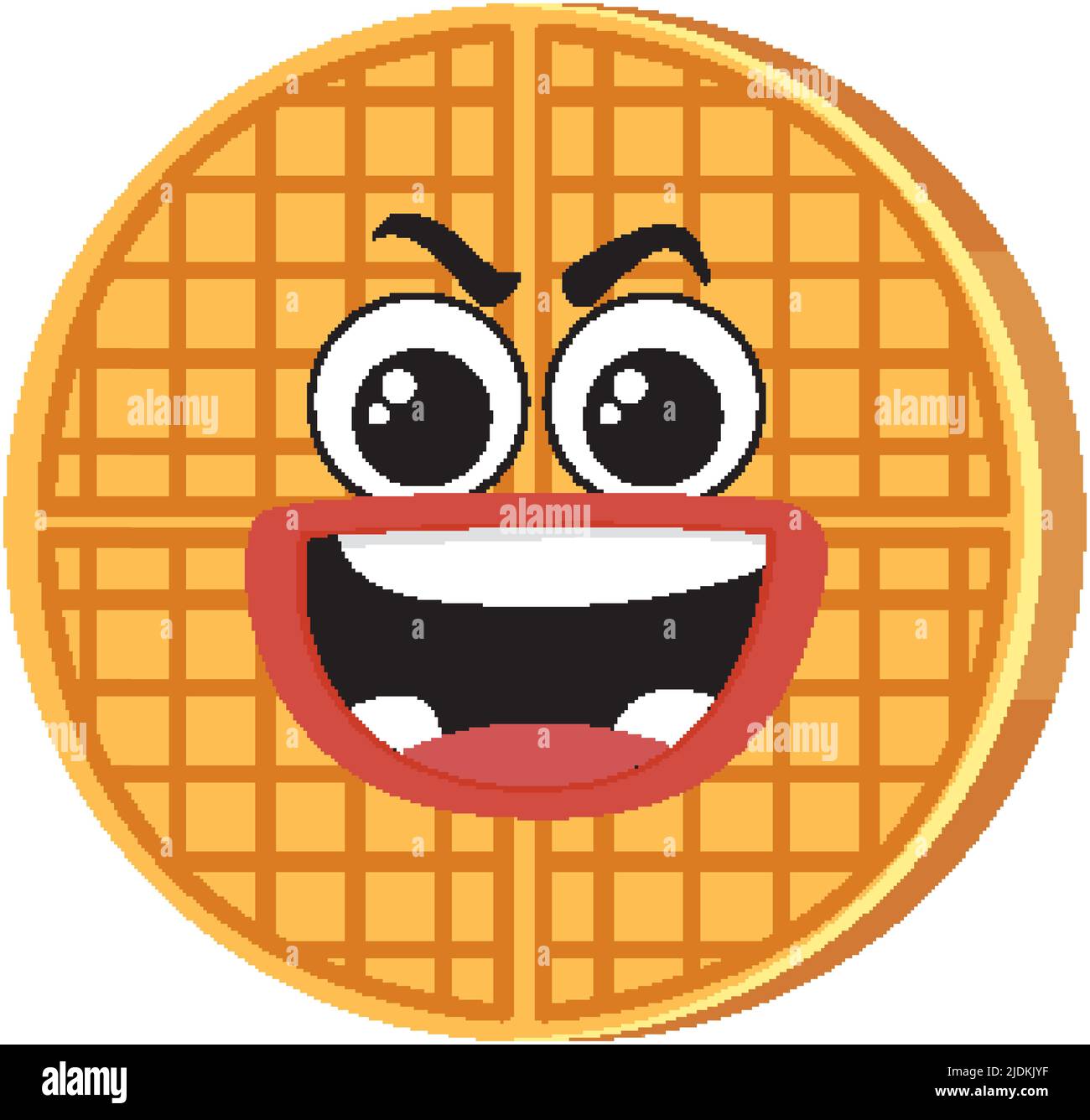Circle waffle with facial expression illustration Stock Vector Image