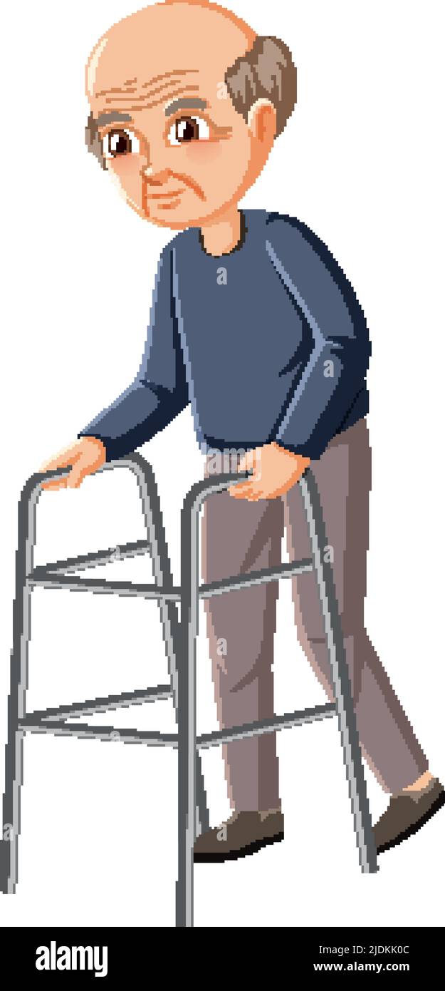 Elderly man with walker illustration Stock Vector Image & Art - Alamy