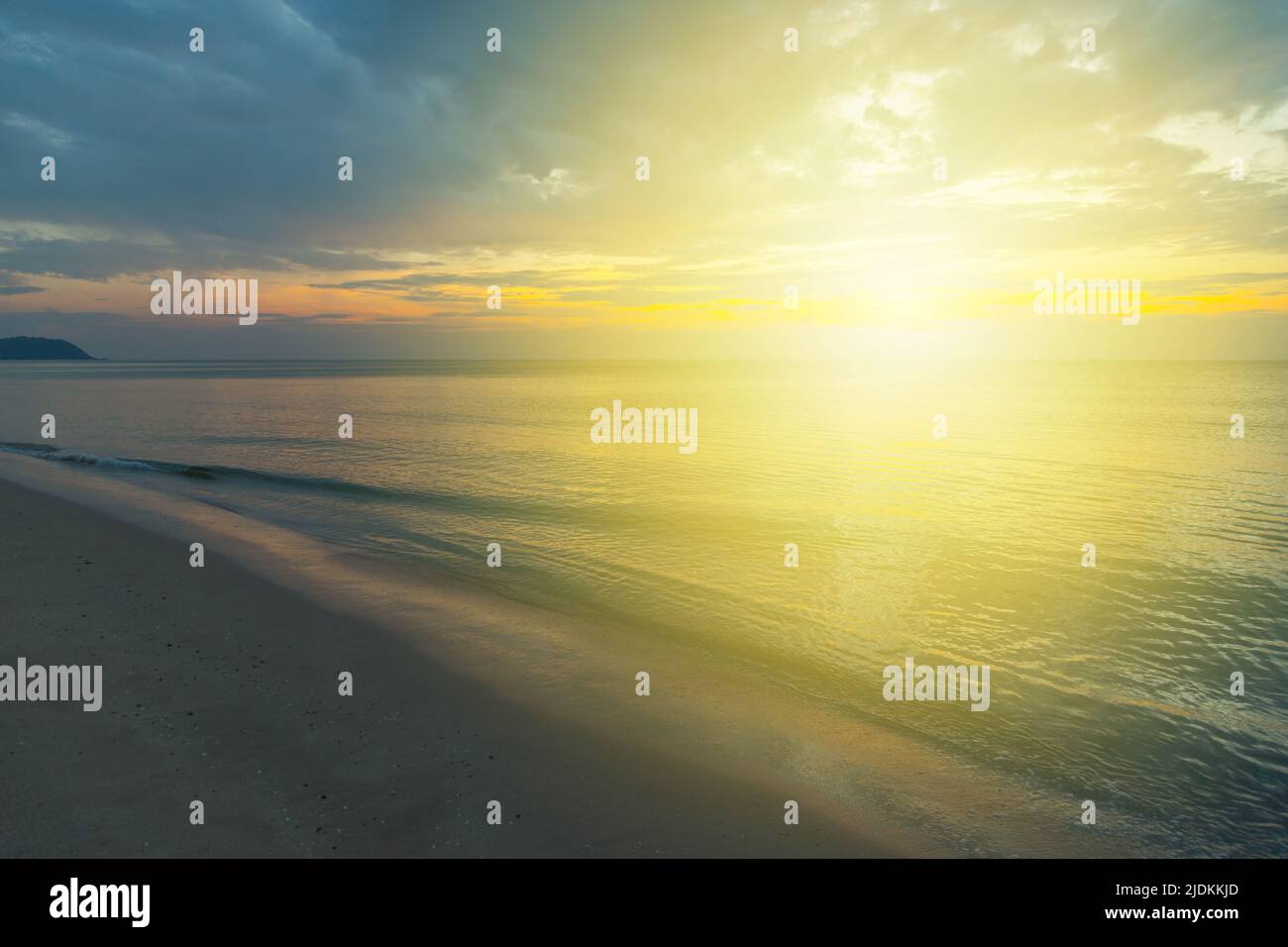 Siluette sunset at the beach background Stock Photo