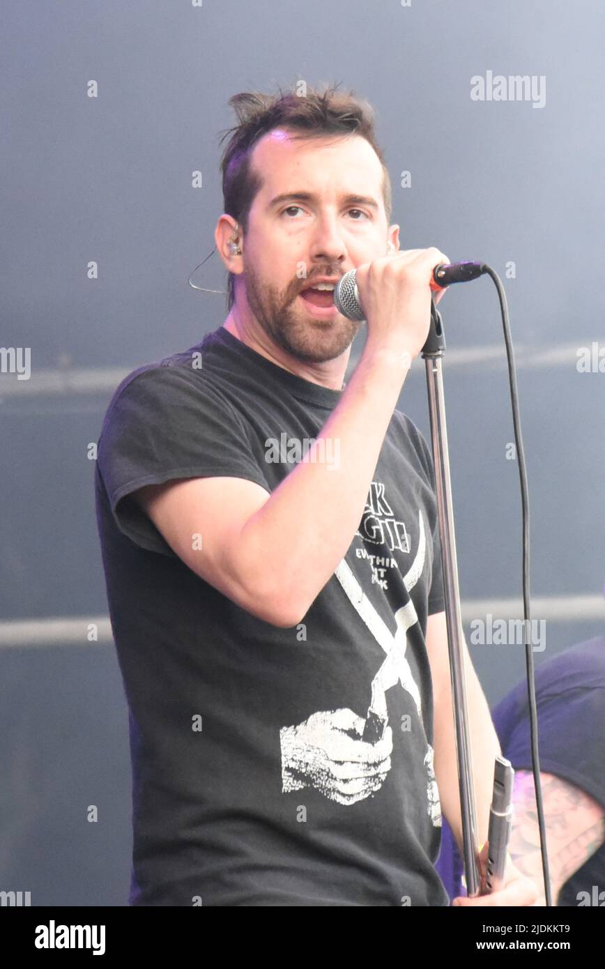 Padova, Italy. 21st June, 2022. The Rumjacks - Mike Rivkees during The Rumjacks and Agnostic Front Opening Bad Religion, Music Concert in Padova, Italy, June 21 2022 Credit: Independent Photo Agency/Alamy Live News Stock Photo