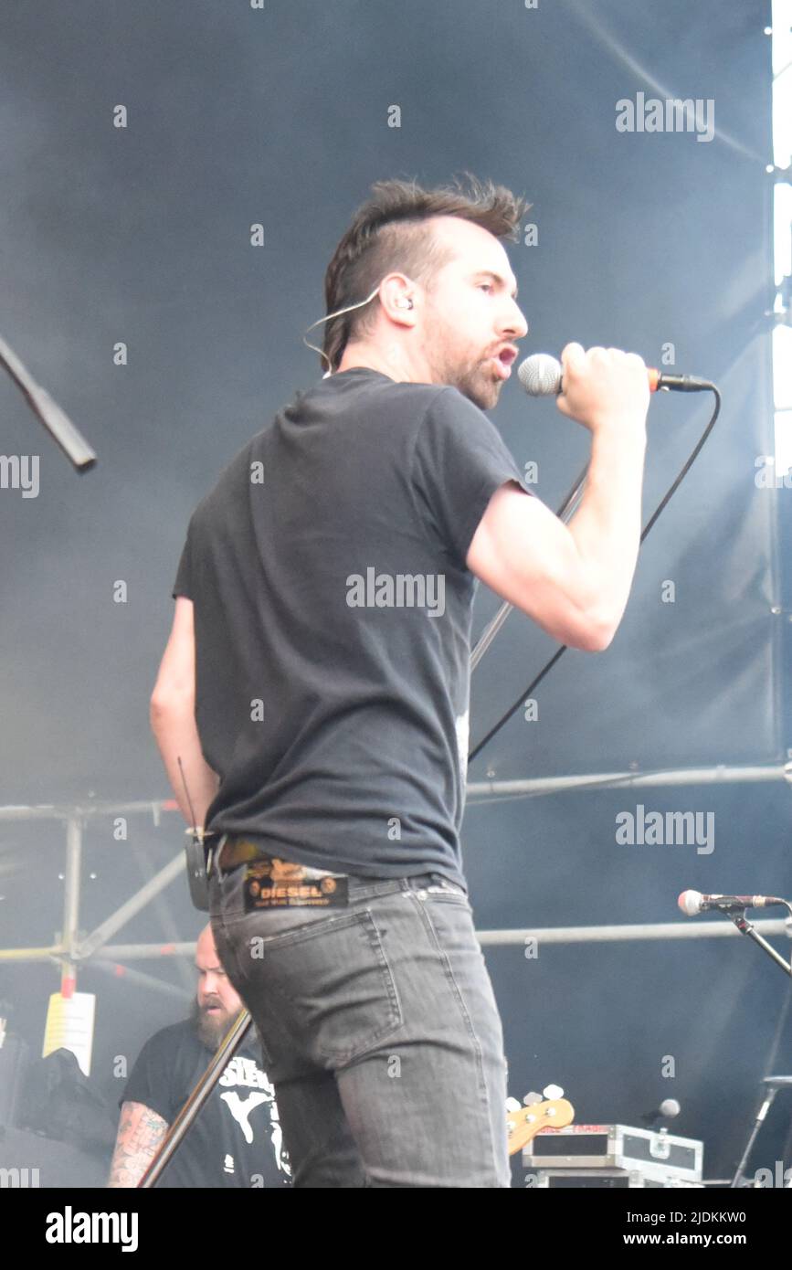 Padova, Italy. 21st June, 2022. The Rumjacks - Mike Rivkees during The Rumjacks and Agnostic Front Opening Bad Religion, Music Concert in Padova, Italy, June 21 2022 Credit: Independent Photo Agency/Alamy Live News Stock Photo