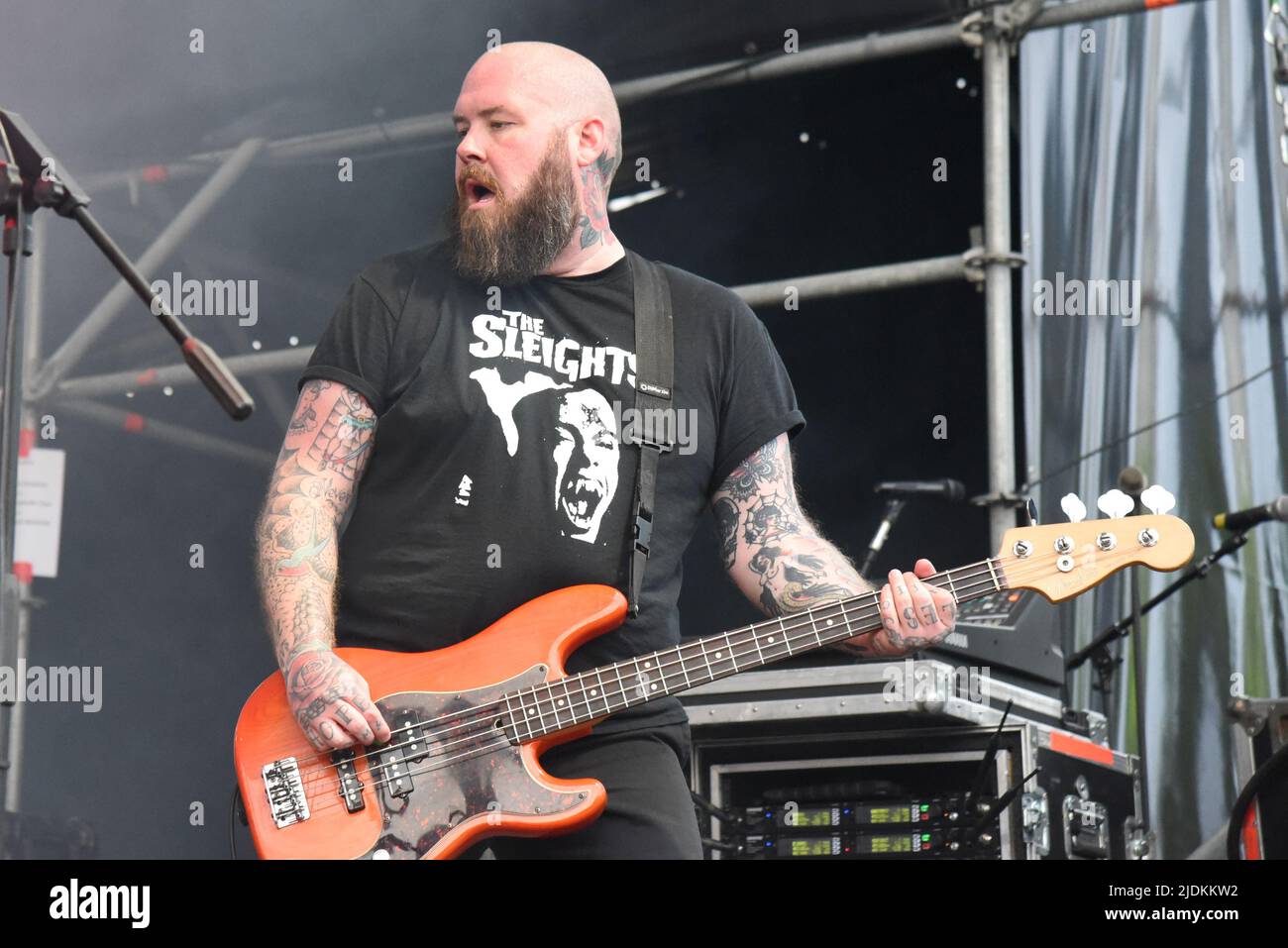 Padova, Italy. 21st June, 2022. The Rumjacks - Johnny McKelvey during The Rumjacks and Agnostic Front Opening Bad Religion, Music Concert in Padova, Italy, June 21 2022 Credit: Independent Photo Agency/Alamy Live News Stock Photo