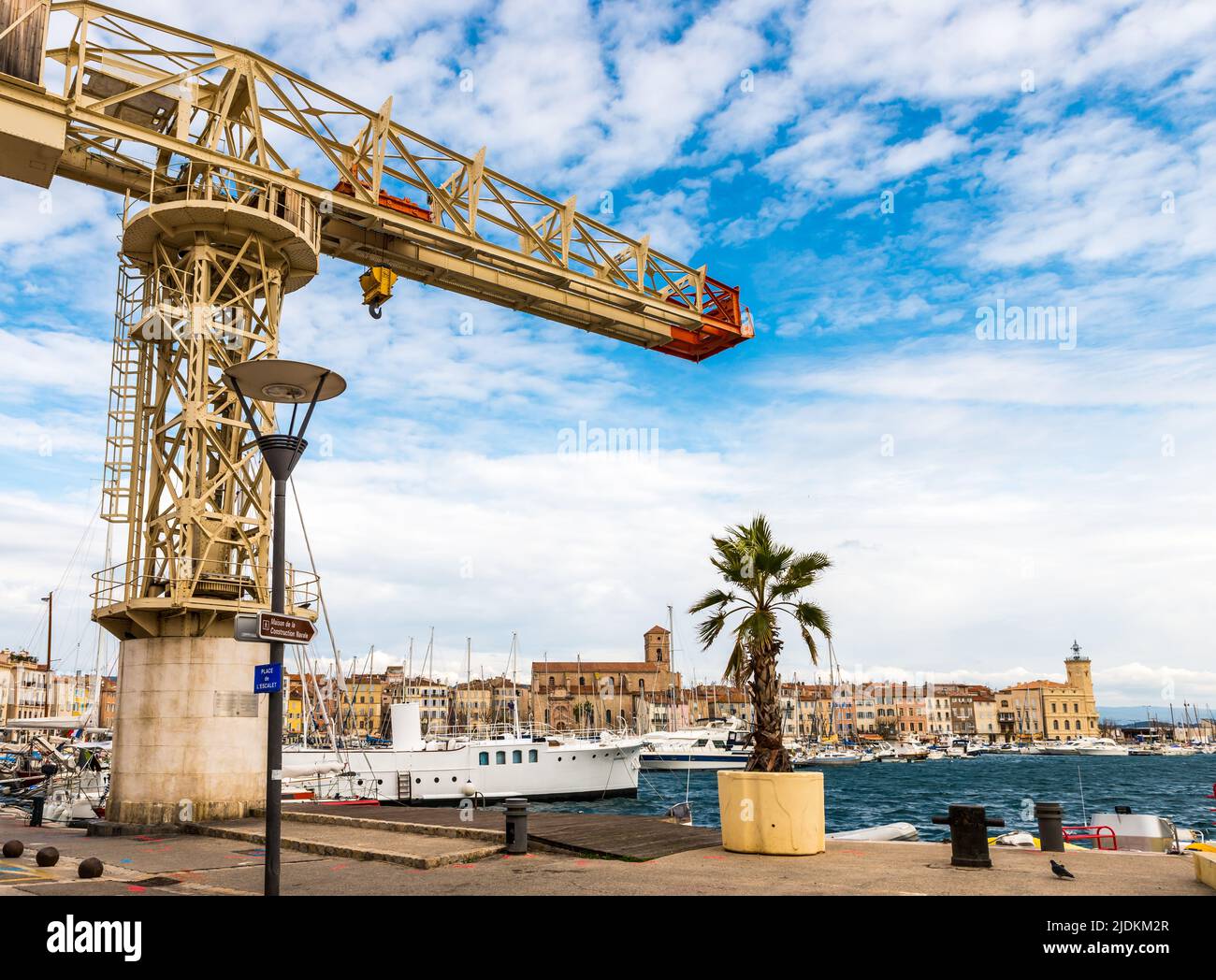 Typical crane in the port of La Ciotat, in the Bouches du Rhone, Provence, France Stock Photo