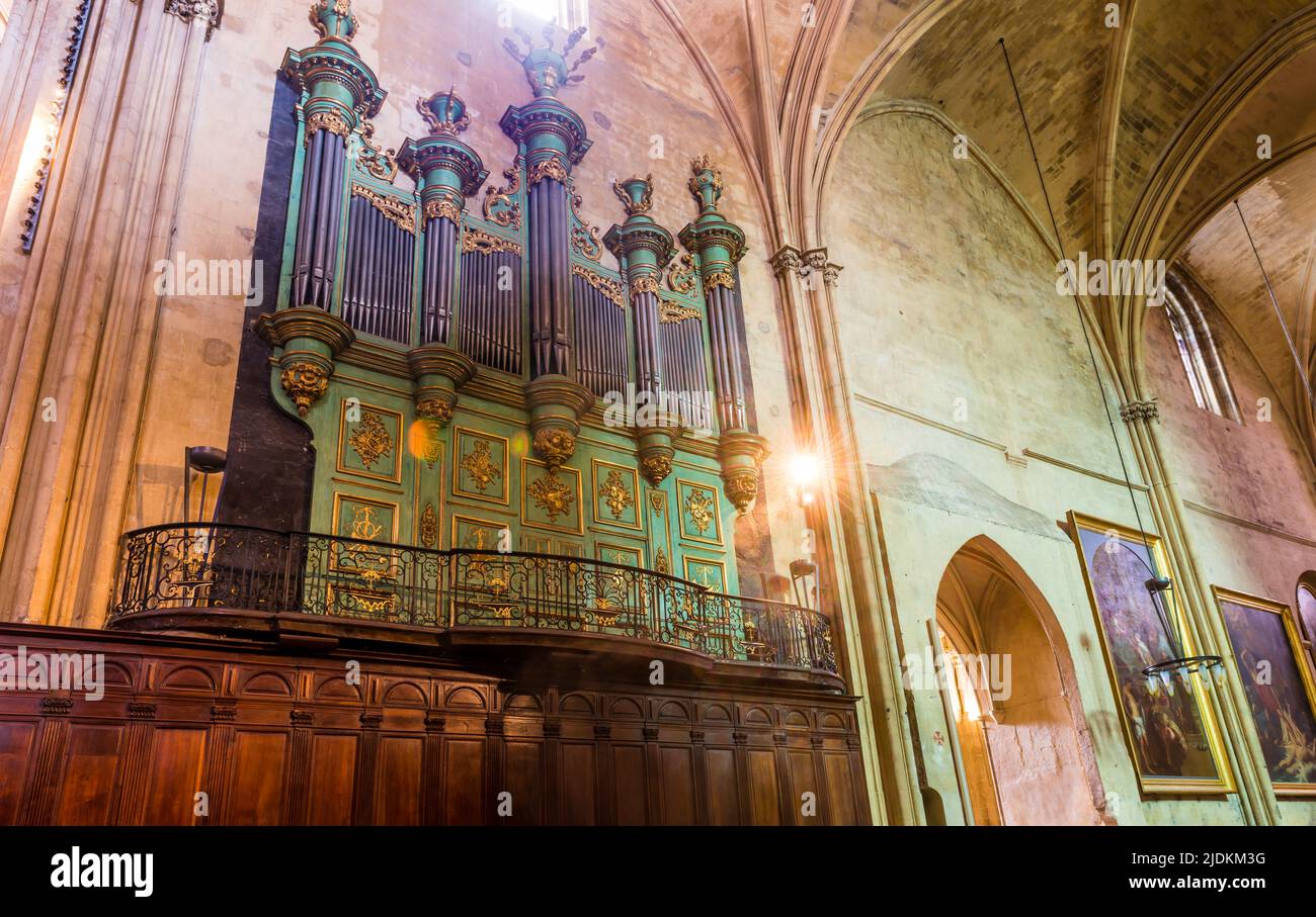 Organs of the cathedral in Aix en Provence, in the Bouches du Rhone, Provence, France Stock Photo